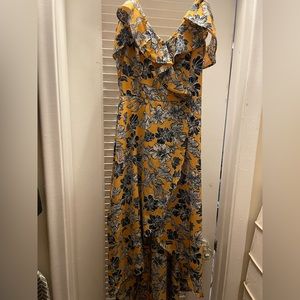 Yellow and blue floral off the shoulder with straps sundress